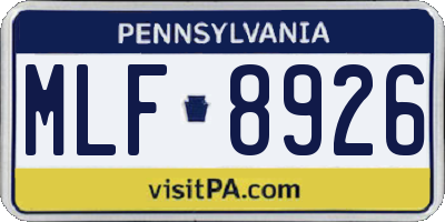 PA license plate MLF8926