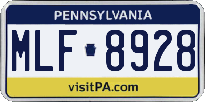 PA license plate MLF8928