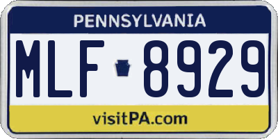 PA license plate MLF8929