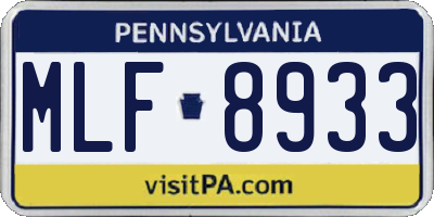 PA license plate MLF8933