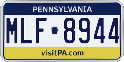 PA license plate MLF8944
