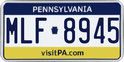 PA license plate MLF8945