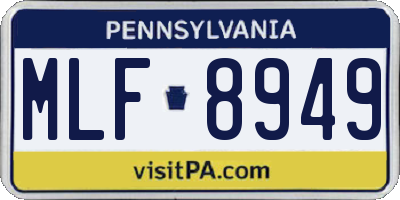 PA license plate MLF8949