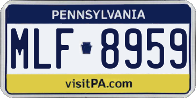 PA license plate MLF8959