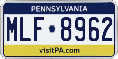 PA license plate MLF8962