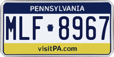 PA license plate MLF8967