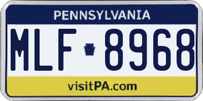 PA license plate MLF8968
