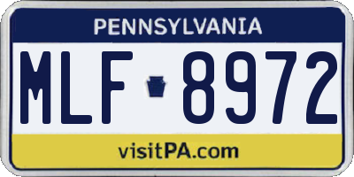 PA license plate MLF8972