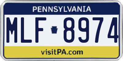 PA license plate MLF8974