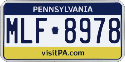 PA license plate MLF8978