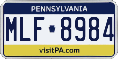 PA license plate MLF8984