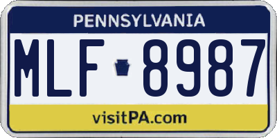 PA license plate MLF8987