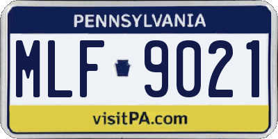 PA license plate MLF9021