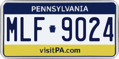 PA license plate MLF9024