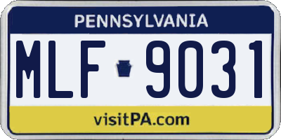 PA license plate MLF9031