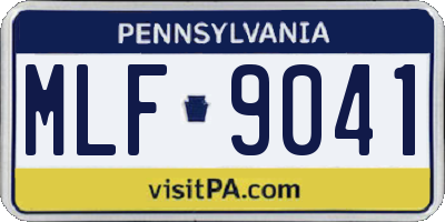 PA license plate MLF9041