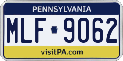 PA license plate MLF9062