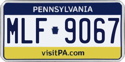 PA license plate MLF9067