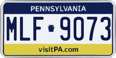PA license plate MLF9073
