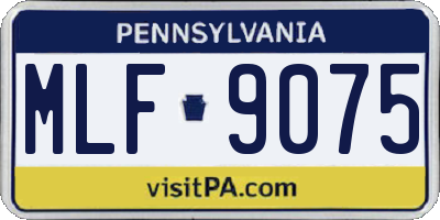 PA license plate MLF9075