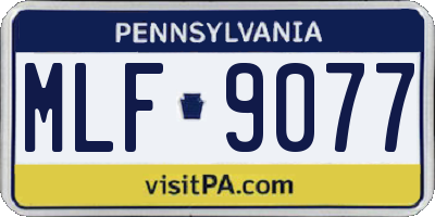 PA license plate MLF9077