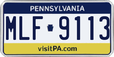 PA license plate MLF9113