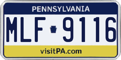 PA license plate MLF9116