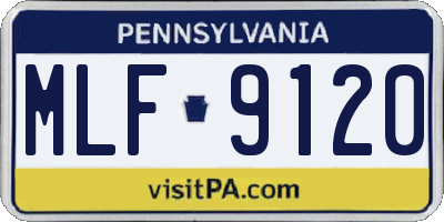PA license plate MLF9120
