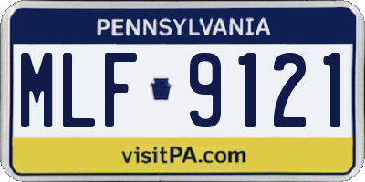PA license plate MLF9121
