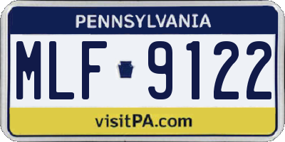 PA license plate MLF9122