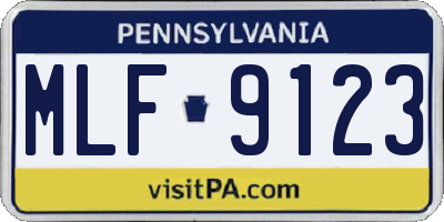 PA license plate MLF9123