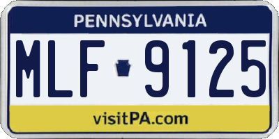 PA license plate MLF9125