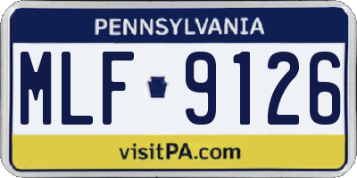 PA license plate MLF9126