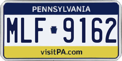PA license plate MLF9162