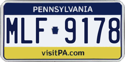 PA license plate MLF9178