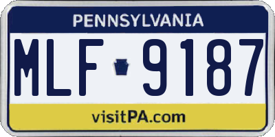 PA license plate MLF9187