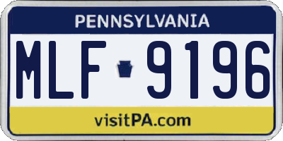 PA license plate MLF9196