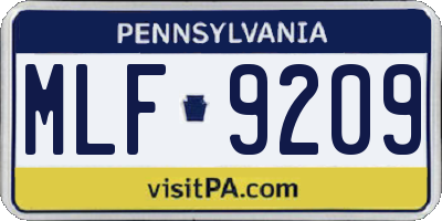 PA license plate MLF9209