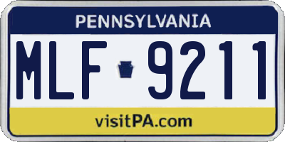 PA license plate MLF9211