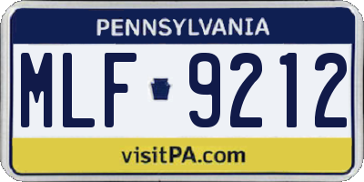 PA license plate MLF9212