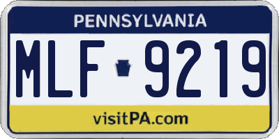 PA license plate MLF9219