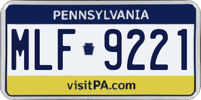 PA license plate MLF9221