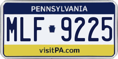 PA license plate MLF9225