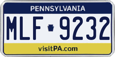 PA license plate MLF9232