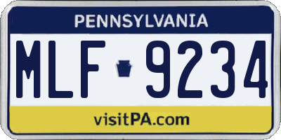 PA license plate MLF9234