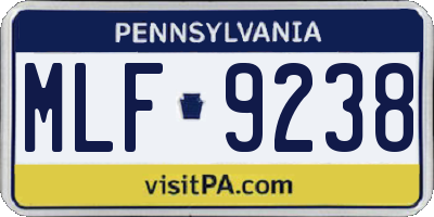 PA license plate MLF9238
