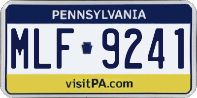 PA license plate MLF9241