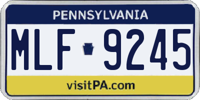 PA license plate MLF9245