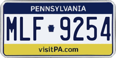PA license plate MLF9254