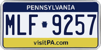 PA license plate MLF9257